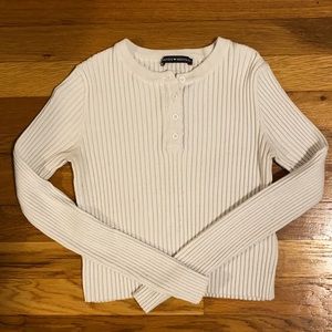Ribbed Brandy Melville cropped long sleeve top